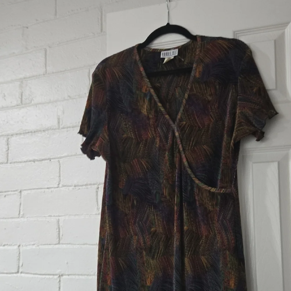 Robble Bee Asymmetrical Midi Dress in Multicolor Pattern Size 16